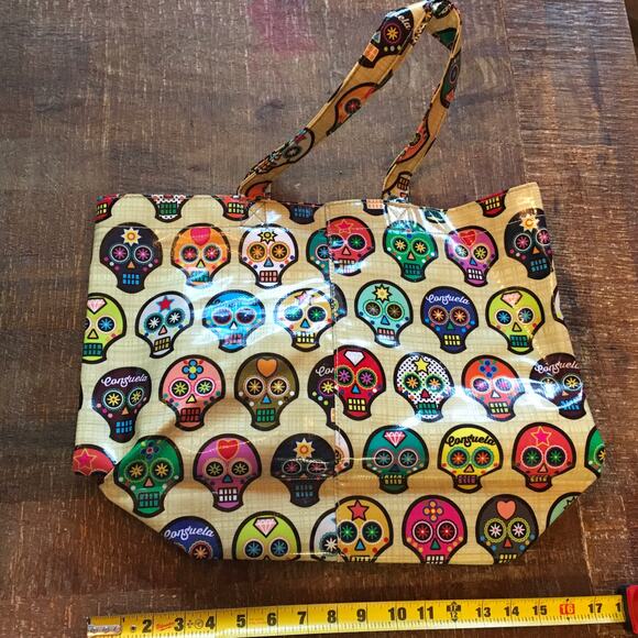 Consuela Grab N' Go Basic Sugar Skulls Tote Bag Everyday Yellow Retired Print - Picture 6 of 12